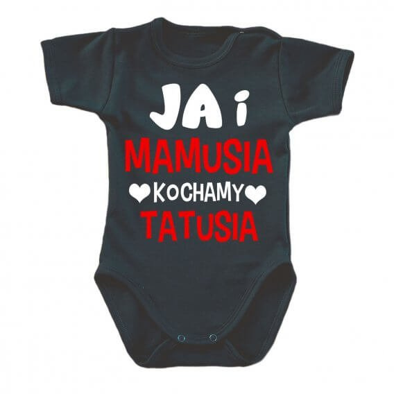 "JA i mamusia kochamy tatusia" Body krótki rękaw Moocha czarny