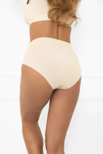 Figi damskie Libra maxi z koronkowym akcentem | Italian Fashion pudrowy