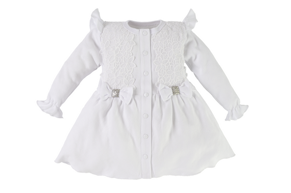 074KK Princess Sukienka z długim rękawem Marija - biały