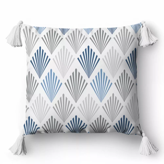 5403 B Poszewka dekoracyjna ornamenty Panama 58 Detexpol biały/szary/niebieski