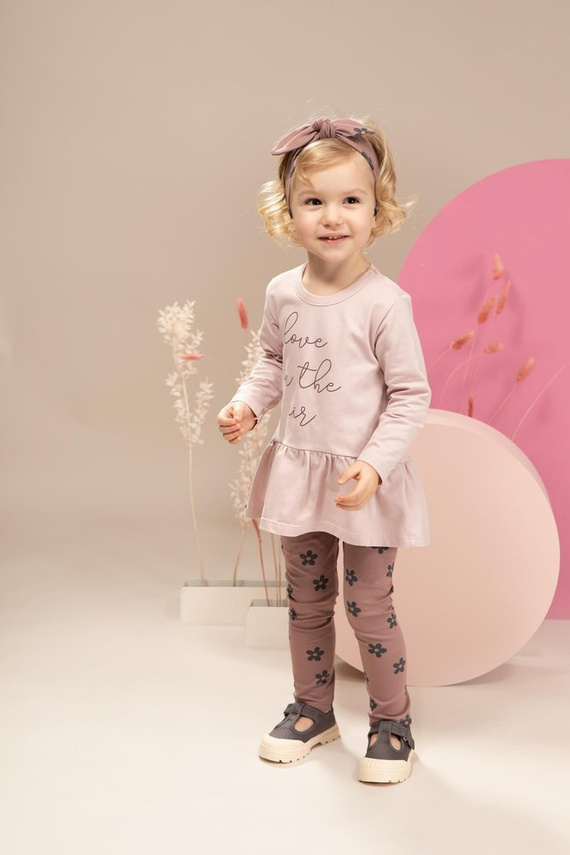 Happiness Legginsy niemowlęce w kwiatki Pinokio - ciemny róż/druk 