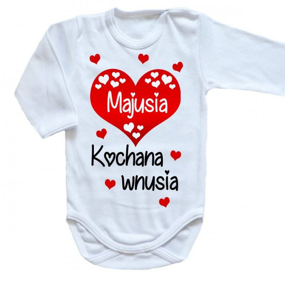 "KOCHANA WNUSIA z imieniem" Body długi rękaw Moocha biały