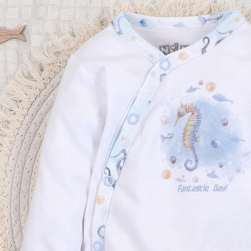 ABN-5442 Sea Of Joy Body kopertowe Nini biały - bawełna organiczna, dla niemowląt