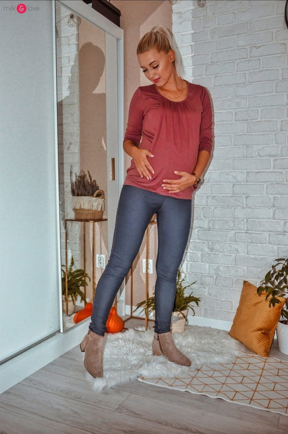 Kangaroo bluzka ciążowa i do karmienia z rękawem 7/8 Milk&Love rose brown