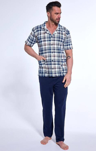 318/54 Piżama męska rozpinana Cornette granatowy