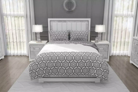 Glamour 017 Pościel bawełniana ornament Faro szary