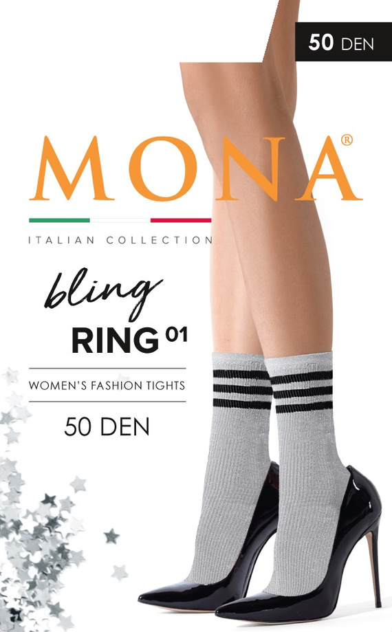 Bling ring 01 Skarpetki damskie 50 den Mona argento
