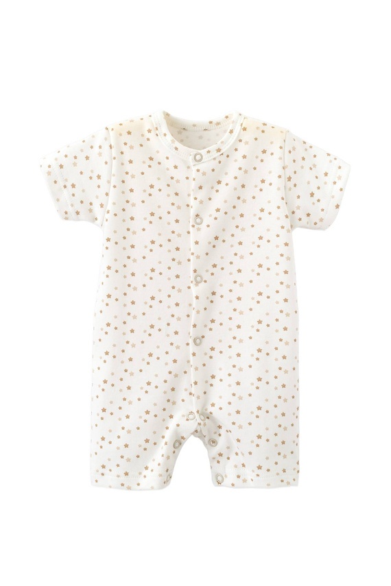 Rampers niemowlęcy Martex bawełniany gwiazdki beżowy | Letni pajacyk
