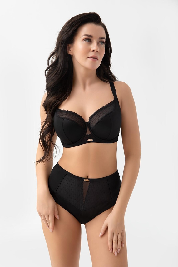 Gorsenia G021 Dotti Czarny Biustonosz Semi Soft Półusztywniany