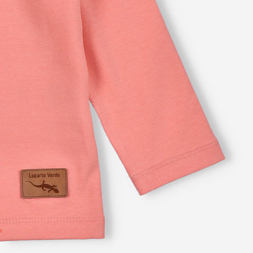 KAR-3001 Bluzka dziewczęca z długim rękawem Lagarto Verde łososiowa – stylowa, bawełniana, polska produkcja