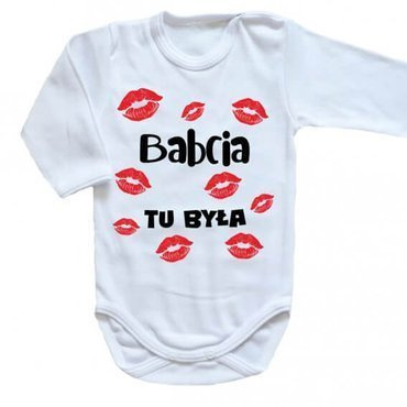 "BABCIA tu była" Body długi rękaw Moocha biały
