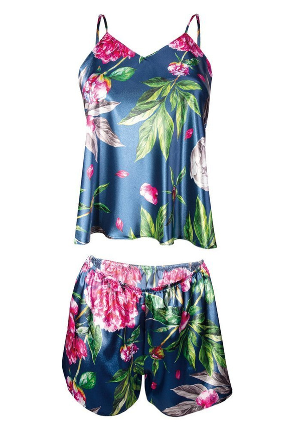 DK-KK Flowers Komplet piżama damska DKaren - 1 granatowy