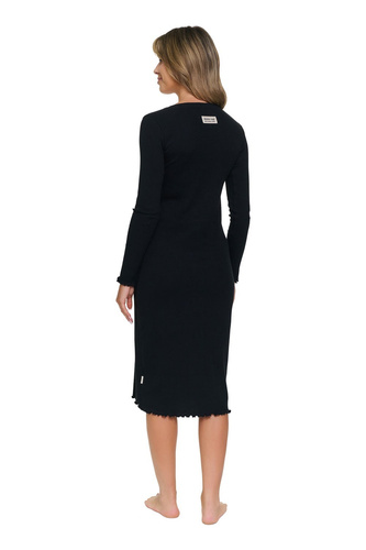 Koszula Nocna Doctor Nap 7531 Black do Karmienia Bawełna Prążkowana
