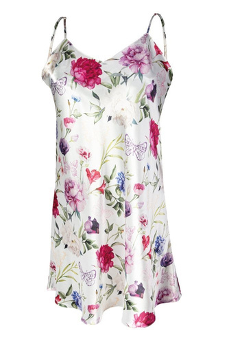 DK-HK Flowers Halka satynowa  koszulka damska DKaren - 5 biały