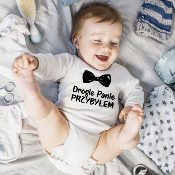 Body długi rękaw "Drogie Panie Przybyłem" Moocha biały