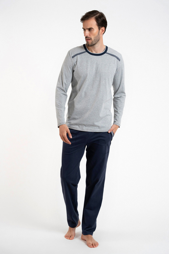 Zbyszek Piżama Męska długi rękaw, długie spodnie Italian Fashion - melange