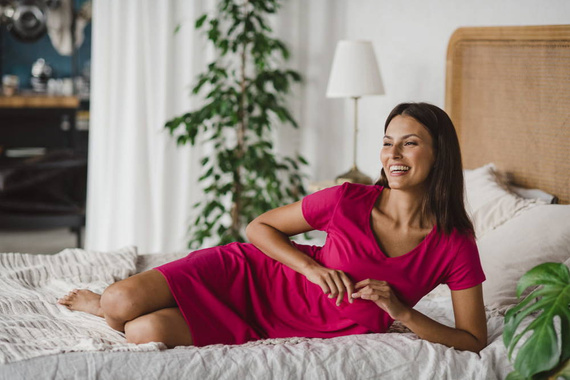 Night & Day Koszula nocna ciążowa i do karmienia krótki rękaw Milk&Love fuksja