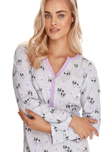 2574 Livia Rozpinana Koszula Damska TARO szary jasny melanż