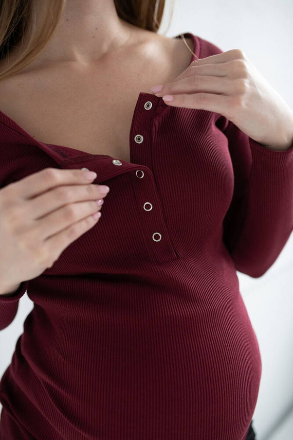 Tummy Bluzka ciążowa i do karmienia Milk&Love bordowy