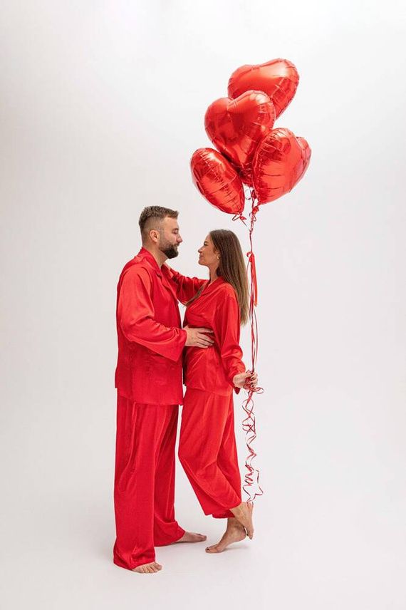 Lukas Piżama Męska Satyna - czerwony