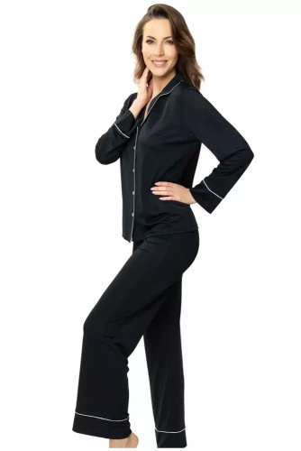 86562 Elitte Piżama damska rozpinana Mewa czarny