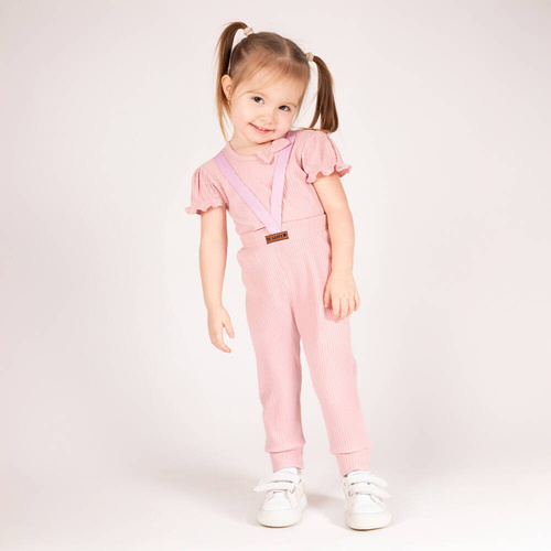 213018 Spodnie na szelkach "Nelly" Nicol - różowy