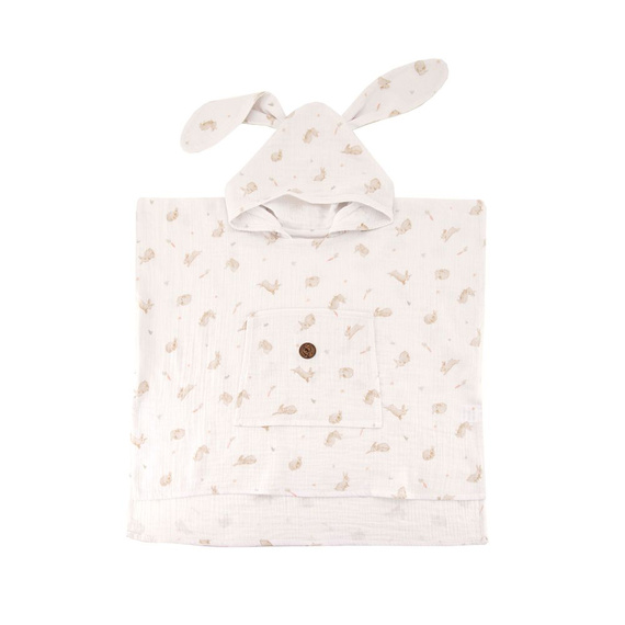 Honey Bunny Ponczo kąpielowe dziecięce z kapturem muślinowe | 100% bawełna – szybkoschnące