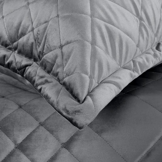 Ria 6 Narzuta welurowa   dekoracyjna na łóżko Eurofirany stalowy