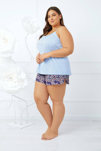 Gonesa Piżama Damska wąskie ramiączko, spodenki Italian Fashion - niebieski/druk