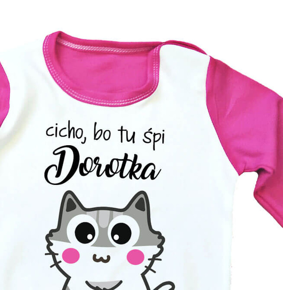 Cicho bo tu śpię Piżamka dziecięca z imieniem Moocha różowy