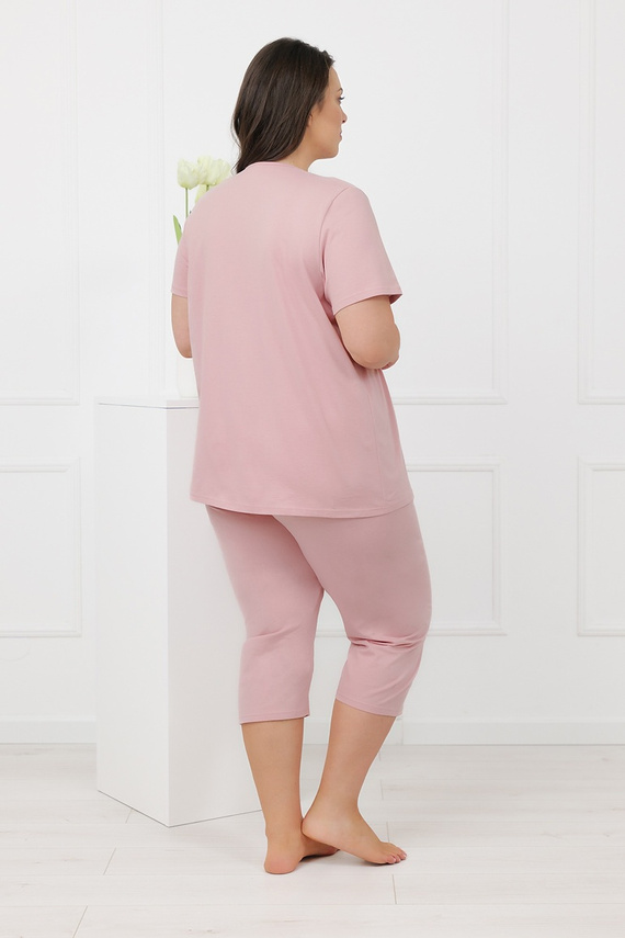 Hemaria Italian Fashion piżama damska bawełniana 3/4 plus size-różowy