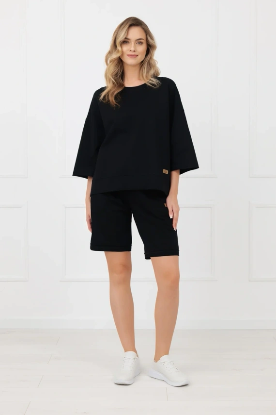 Spodenki damskie Kaori Italian Fashion bawełniane z kieszeniami-czarny