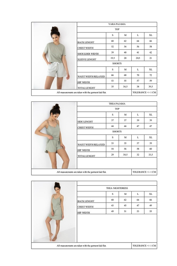 Piżama damska Sensis Yara khaki bawełna spodenki kieszenie