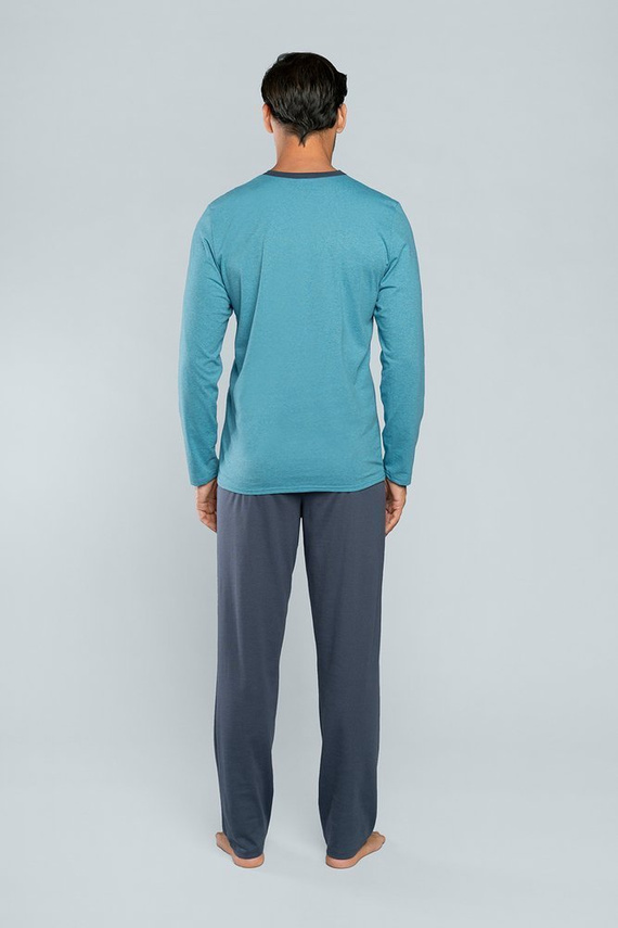 Lion Piżama męska długi rękaw, spodnie Italian Fashion - rudy/grafit