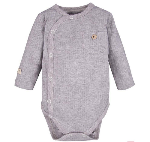 Body długi rękaw rozpinane z kieszonką "Simply Comfy" Ewa Klucze- szary melanż