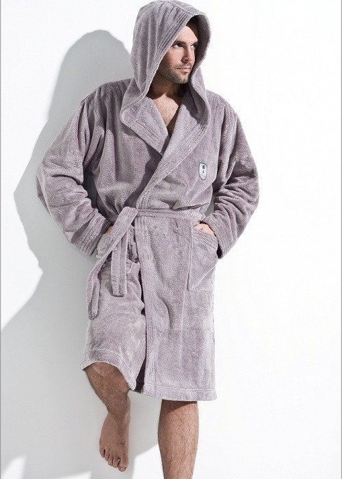 Szlafrok męski z kapturem L&L Iwo navy