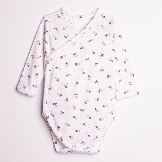 Body kopertowe bawełniane długi rękaw Nicol 220096 - dla dziewczynki, kwiatowy nadruk