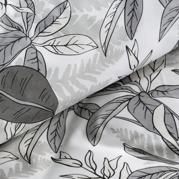 Pościel kwiatowa Cassie Design 91 dwustronna miękka z zamkiem elegancka szara