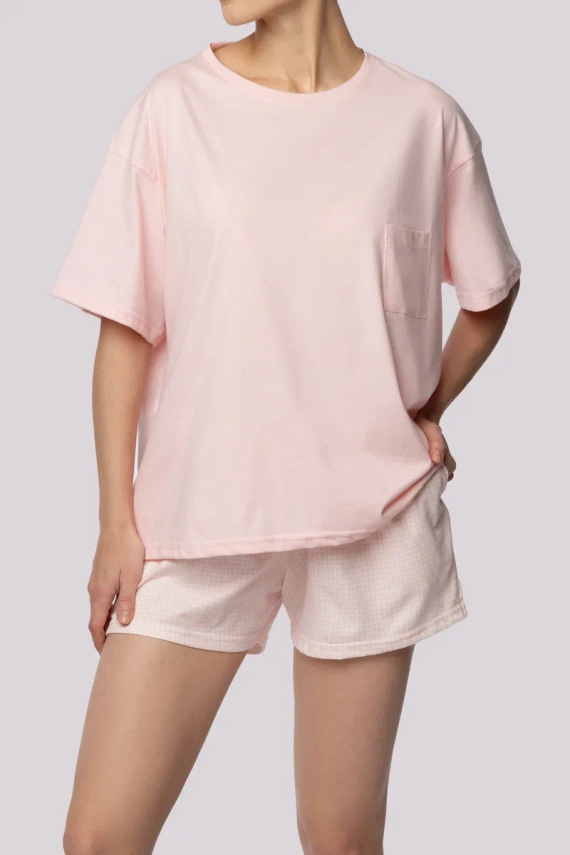 Joy shortsleeve Piżama damska Mona spring light pink 