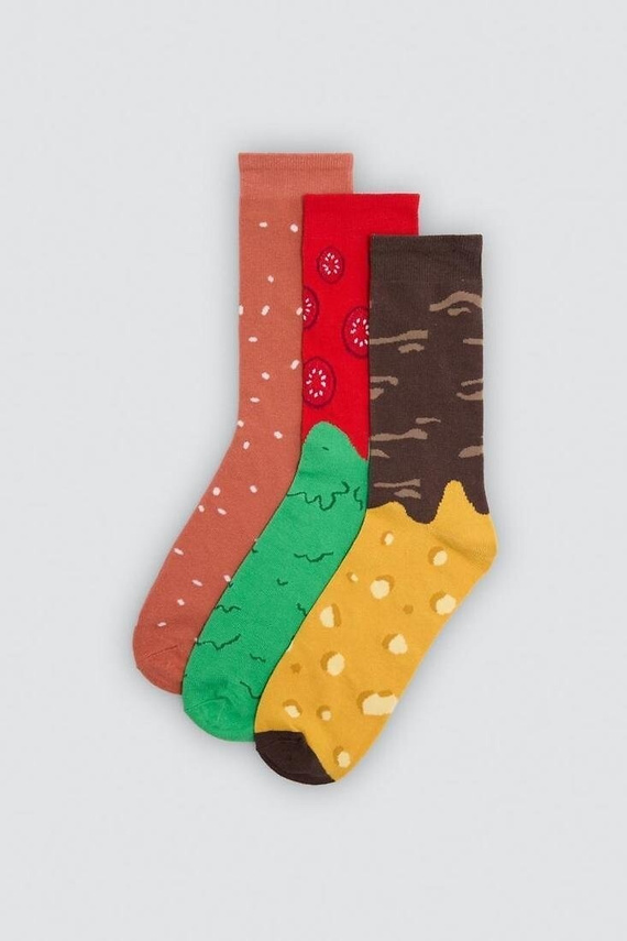 Ysabel Mora 17501 Sock Burger Skarpety Unisex 3 Pary Bawełniane Prezent