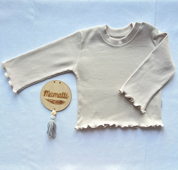 BI012 Bluzka dziewczęca z długim rękawem Mamatti - jasny beż