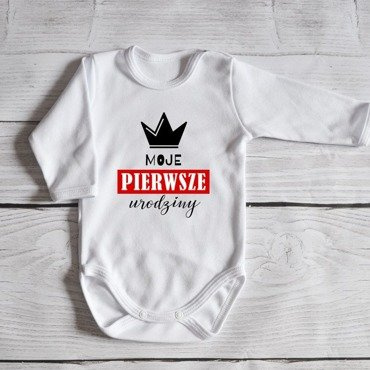 Body długi rękaw "Moje pierwsze urodziny" Moocha białe