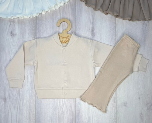 Legginsy prążek dzwony Mamatti  LJ812 97% bawełna elastyczne - beż