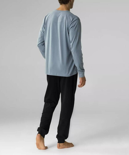 NMP-372  Piżama męska długi rękaw, Atlantic-denim czarny