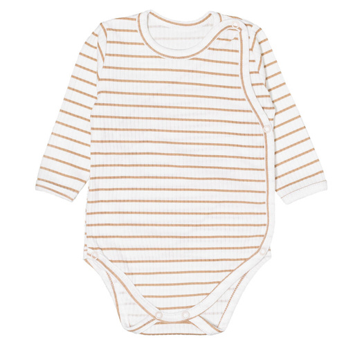 Paseczki komplet body i spodnie prążek Martex beżowy 