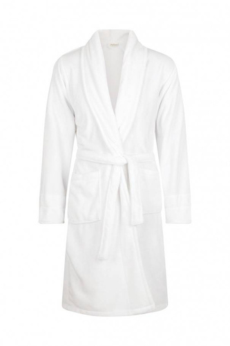 King + Korona Szlafrok męski polarowy ByShelly - biały/złoty