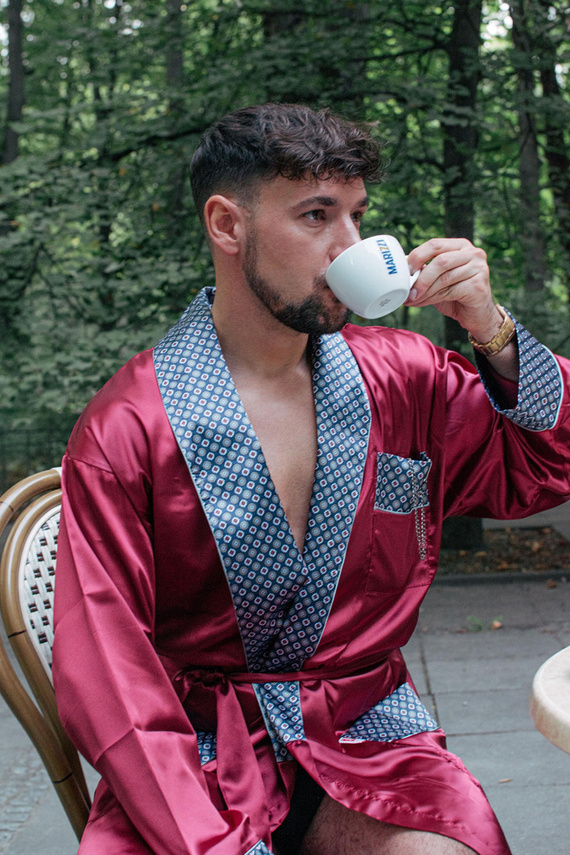 940 Satyna szlafrok męski Forex - bordo