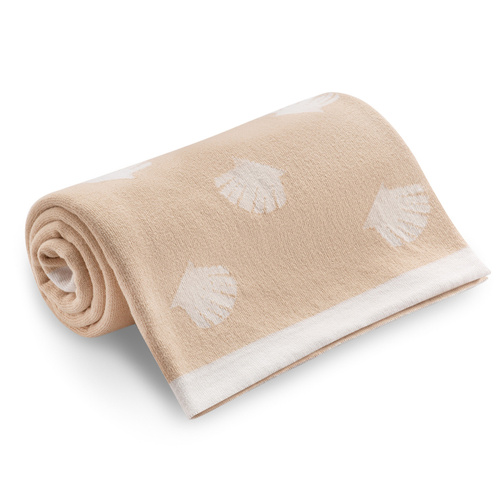 Ocean dwustronny kocyk dziany YOSOY - beżowy/biały