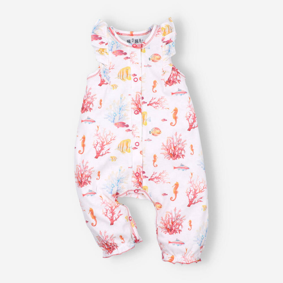 ABN-3021/MOR Ocean Spodnie ogrodniczki z bawełny organicznej Nini różowy