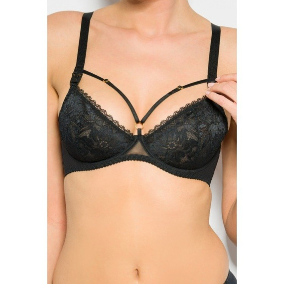 Mama Glamour Soft Black miękki z fiszbinami biustonosz do karmienia Momtobe czarny